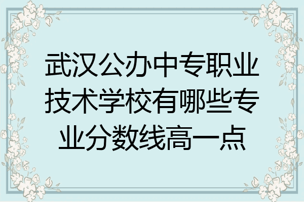 武汉公办中专职业技术学校有哪些专业分数线高一点
