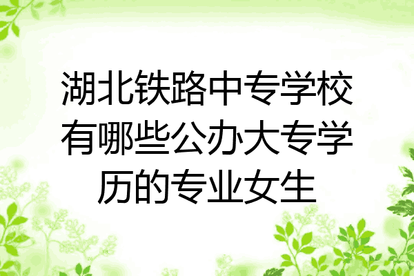 湖北铁路中专学校有哪些公办大专学历的专业女生