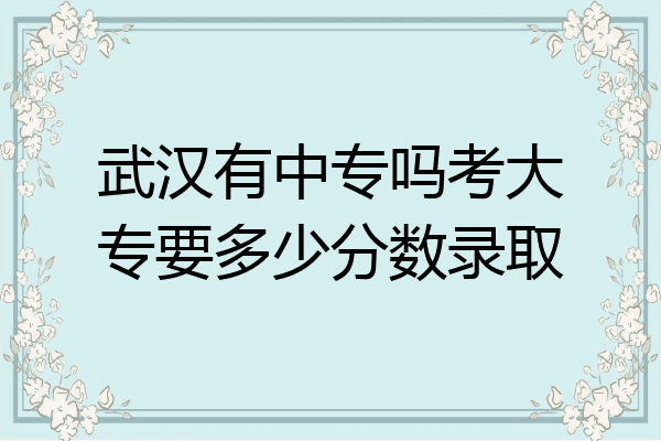 武汉有中专吗考大专要多少分数录取
