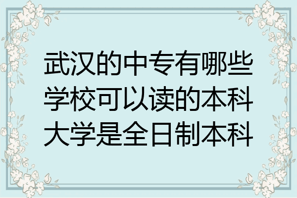 武汉的中专有哪些学校可以读的本科大学是全日制本科
