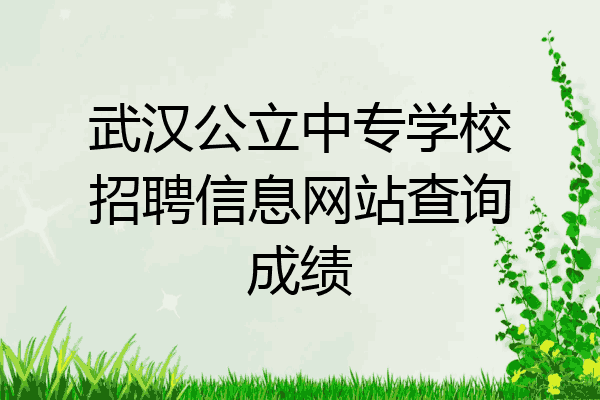 武汉公立中专学校招聘信息网站查询成绩