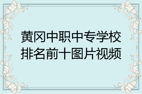 黄冈中职中专学校排名前十图片视频