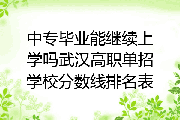 中专毕业能继续上学吗武汉高职单招学校分数线排名表