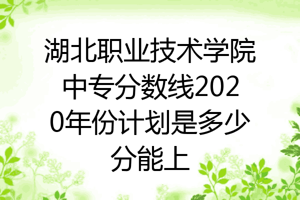湖北职业技术学院中专分数线2020年份计划是多少分能上