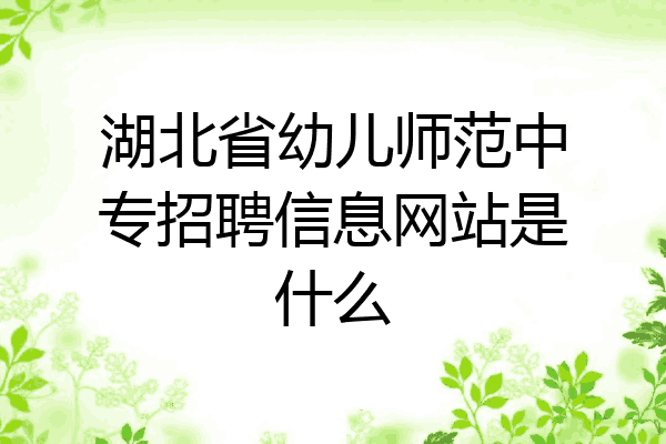 湖北省幼儿师范中专招聘信息网站是什么