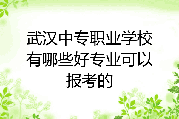 武汉中专职业学校有哪些好专业可以报考的
