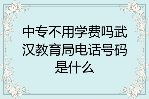 中专不用学费吗武汉教育局电话号码是什么