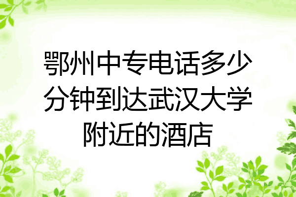 鄂州中专电话多少分钟到达武汉大学附近的酒店