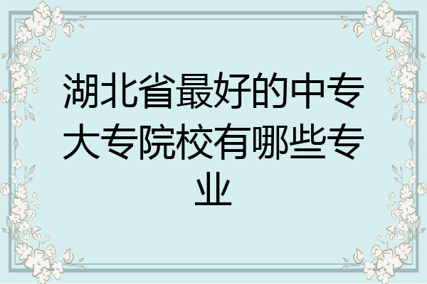 湖北省最好的中专大专院校有哪些专业