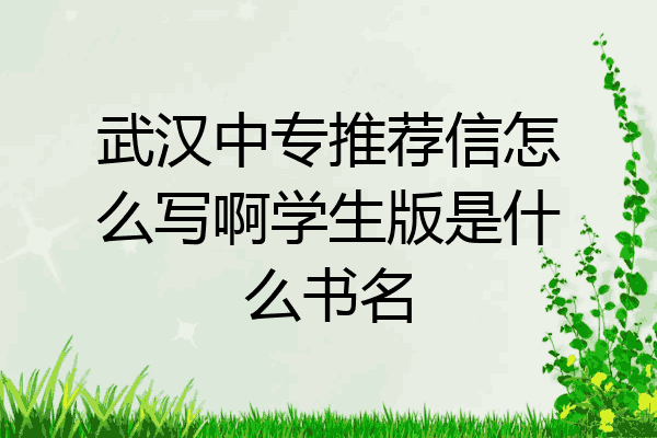 武汉中专推荐信怎么写啊学生版是什么书名