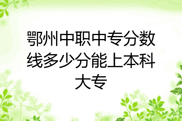 鄂州中职中专分数线多少分能上本科大专