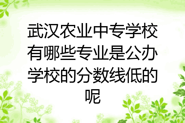 武汉农业中专学校有哪些专业是公办学校的分数线低的呢