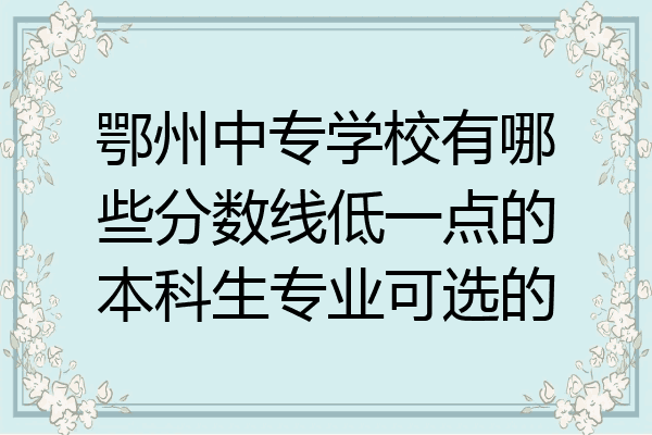 鄂州中专学校有哪些分数线低一点的本科生专业可选的