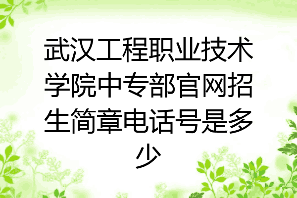 武汉工程职业技术学院中专部官网招生简章电话号是多少