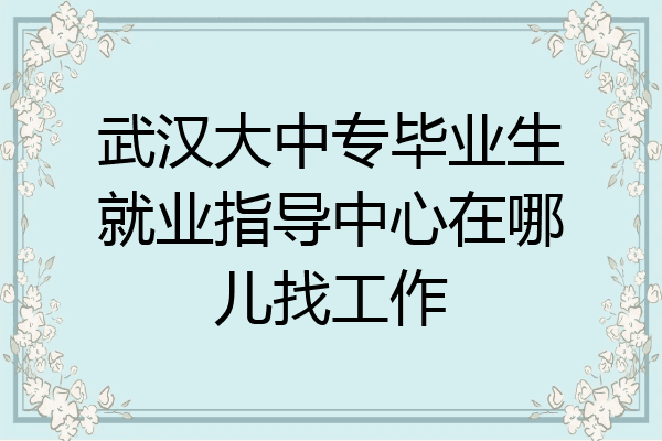 武汉大中专毕业生就业指导中心在哪儿找工作