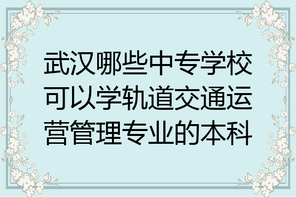 武汉哪些中专学校可以学轨道交通运营管理专业的本科