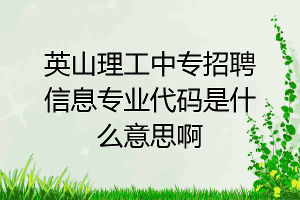 英山理工中专招聘信息专业代码是什么意思啊