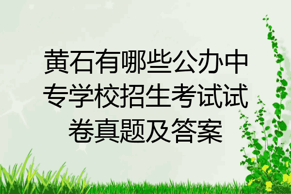 黄石有哪些公办中专学校招生考试试卷真题及答案