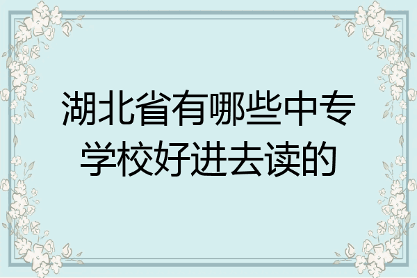 湖北省有哪些中专学校好进去读的