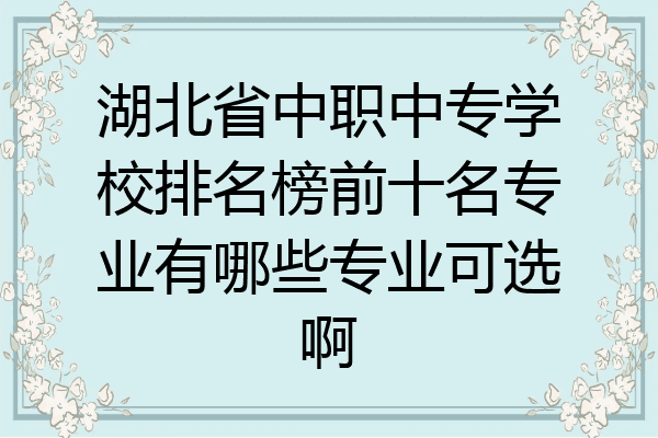 湖北省中职中专学校排名榜前十名专业有哪些专业可选啊