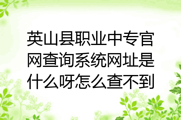 英山县职业中专官网查询系统网址是什么呀怎么查不到