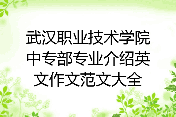 武汉职业技术学院中专部专业介绍英文作文范文大全