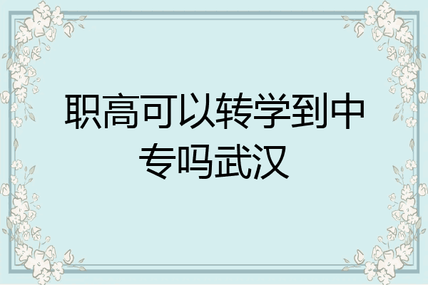 职高可以转学到中专吗武汉