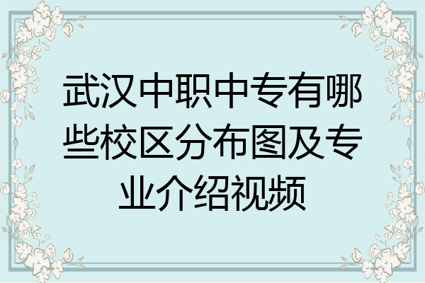 武汉中职中专有哪些校区分布图及专业介绍视频