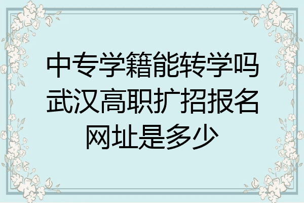 中专学籍能转学吗武汉高职扩招报名网址是多少