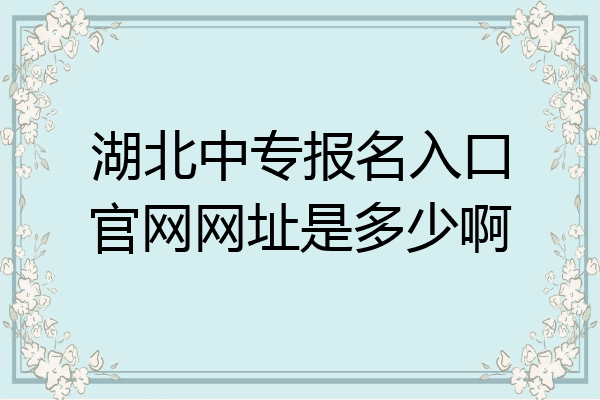 湖北中专报名入口官网网址是多少啊