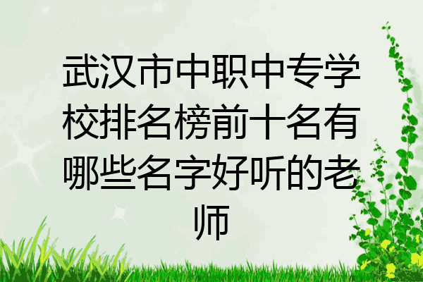 武汉市中职中专学校排名榜前十名有哪些名字好听的老师