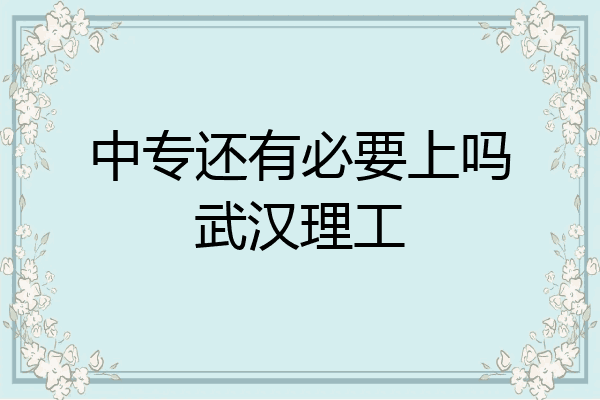 中专还有必要上吗武汉理工