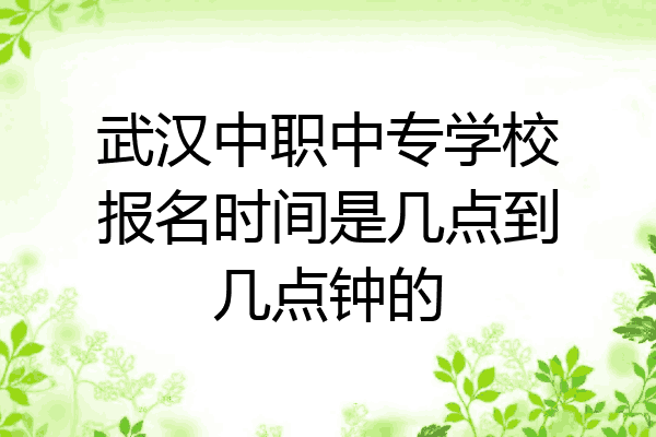 武汉中职中专学校报名时间是几点到几点钟的