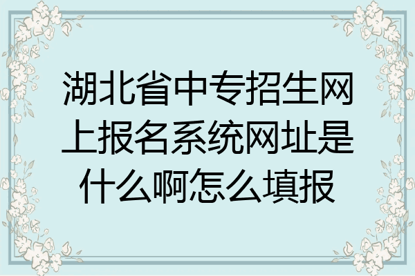 湖北省中专招生网上报名系统网址是什么啊怎么填报