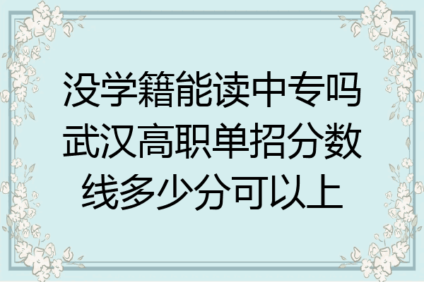 没学籍能读中专吗武汉高职单招分数线多少分可以上