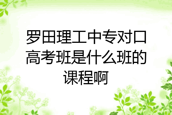 罗田理工中专对口高考班是什么班的课程啊