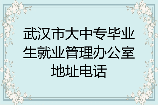 武汉市大中专毕业生就业管理办公室地址电话