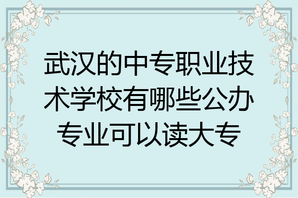 武汉的中专职业技术学校有哪些公办专业可以读大专