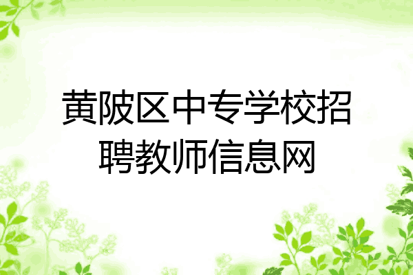 黄陂区中专学校招聘教师信息网