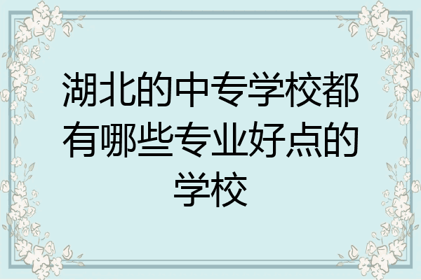湖北的中专学校都有哪些专业好点的学校