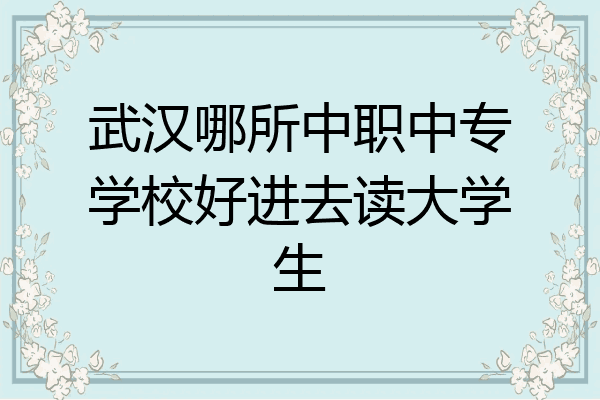 武汉哪所中职中专学校好进去读大学生