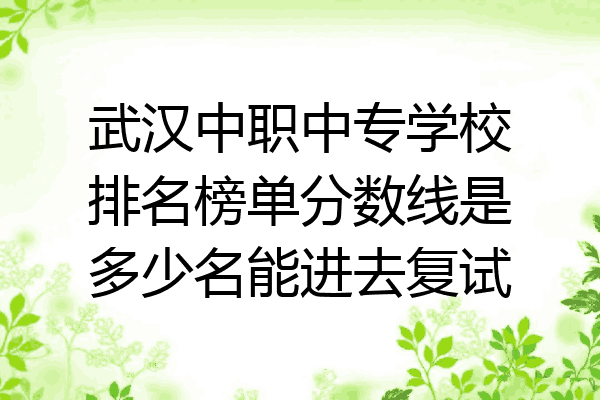 武汉中职中专学校排名榜单分数线是多少名能进去复试