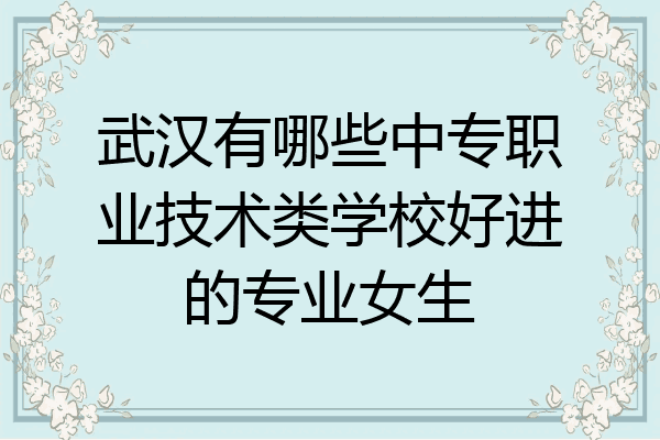 武汉有哪些中专职业技术类学校好进的专业女生