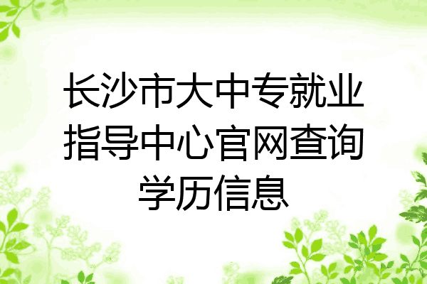 长沙市大中专就业指导中心官网查询学历信息