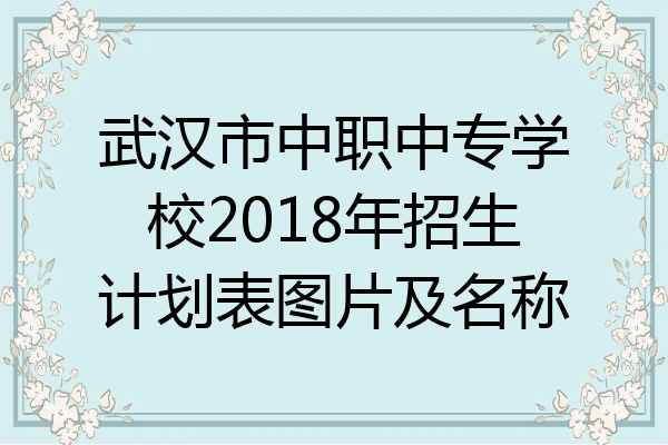 武汉市中职中专学校2018年招生计划表图片及名称