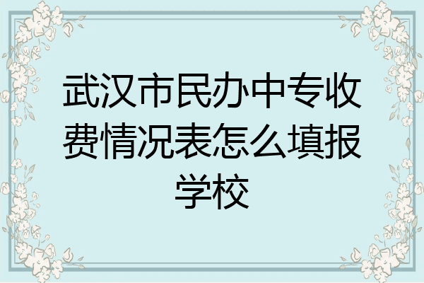 武汉市民办中专收费情况表怎么填报学校