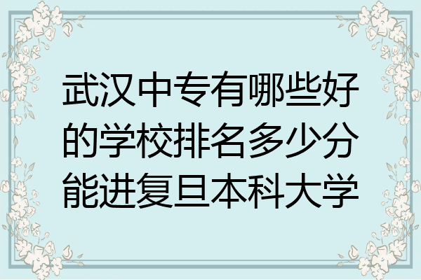 武汉中专有哪些好的学校排名多少分能进复旦本科大学