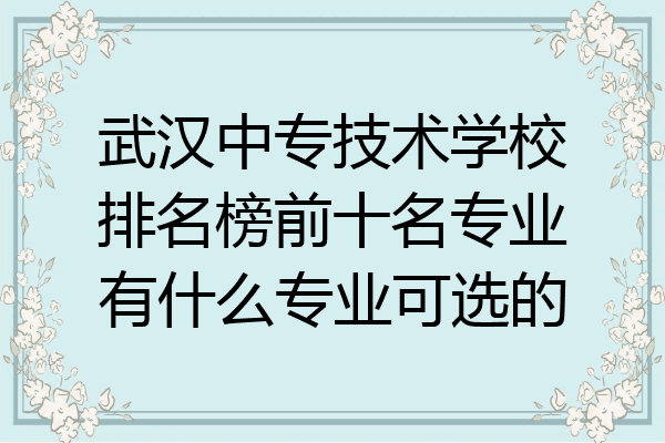 武汉中专技术学校排名榜前十名专业有什么专业可选的