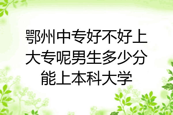 鄂州中专好不好上大专呢男生多少分能上本科大学
