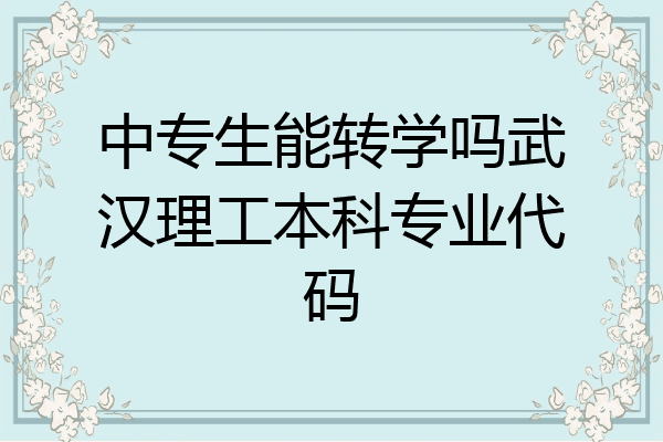中专生能转学吗武汉理工本科专业代码